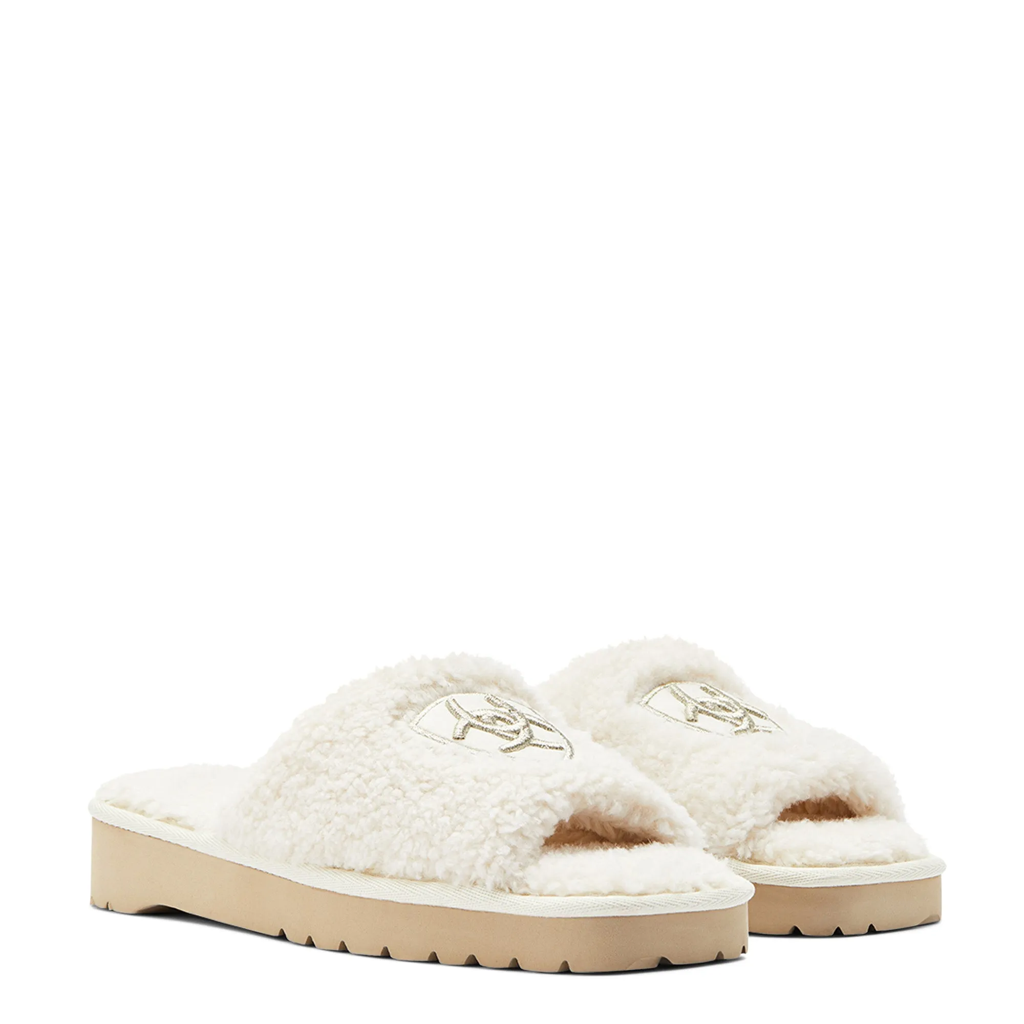 Ariat Ladies Cozy Chic Square Toe Fuzzy Cream Slippers AR2697-101