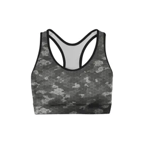 Black Hex Camo Sports Bra