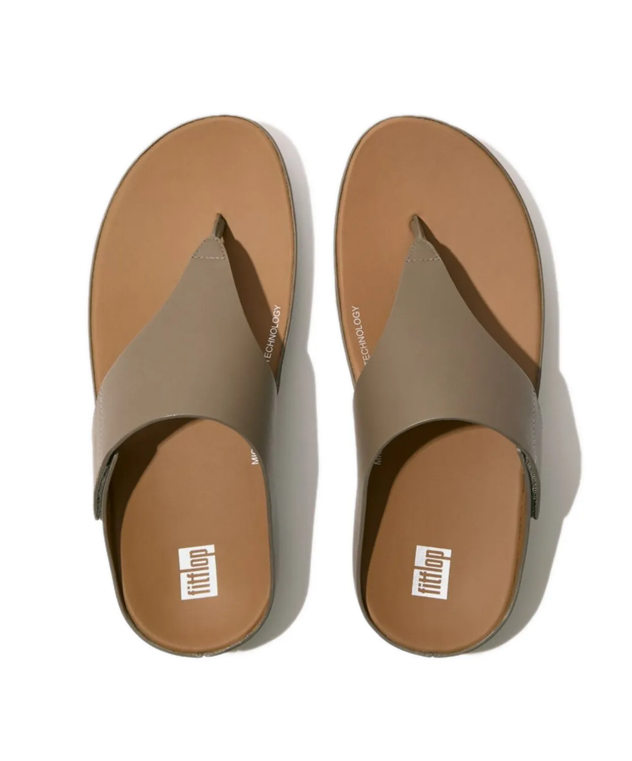 FitFlop Shuv Adjustable Leather Toe Post Grey