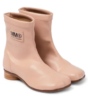 Leather boots with MM6 Maison Margiela logo, pink