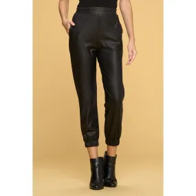 Renee C Faux Leather Joggers